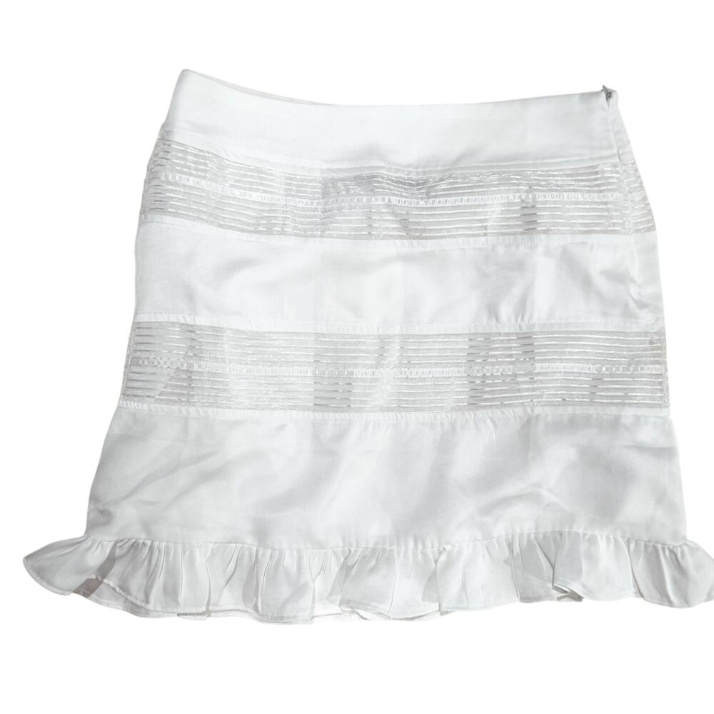 Skylar Rose Women's Soft Stretchy Mini Skirt with Ruffles White Size Small NWT - Picture 4 of 12